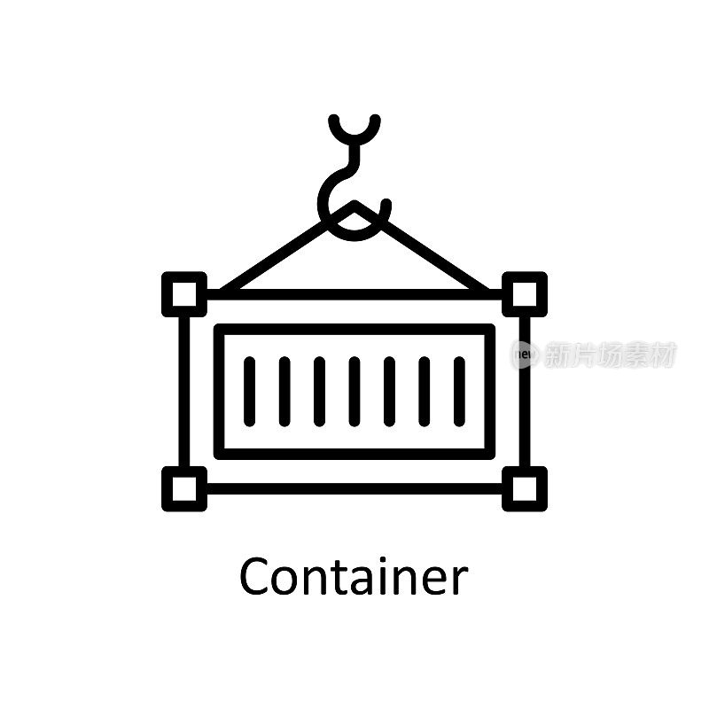容器矢量轮廓图标设计说明。白色背景EPS 10文件上的物流符号